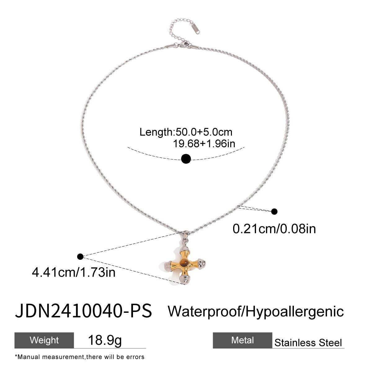 2H Stainless Steel Color Block Cross Necklace Collarbone Chain Jewelry