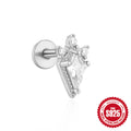 925 Sterling Silver Flat Threaded Piercing Earrings With Opal — jewelry product photo 21 — jewelry finish and design detail