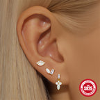 S925Sterling Silver Opal Inlaid Diamond Round Bead Threaded Piercing Ear Bone Stud Hot-Selling High-End Marquise Opal Earrings
