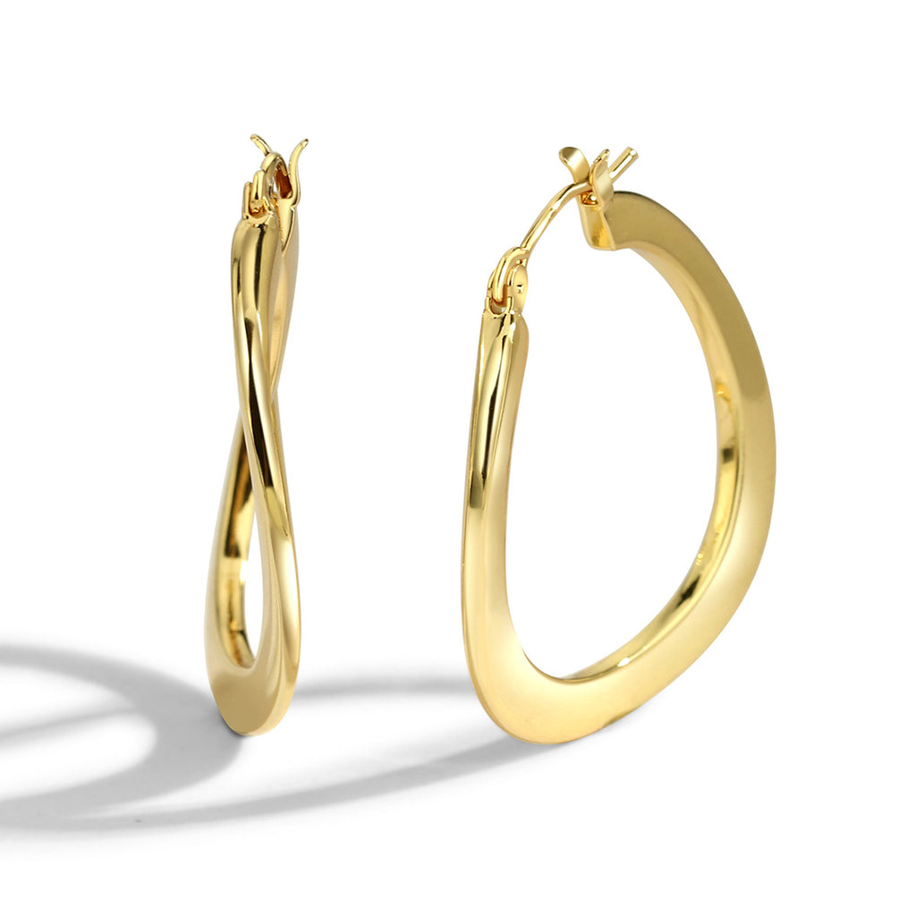 E0211 Fashion gold Metal Twist Hoop Earrings for Women Classic Hoop Irregular Hoop Earrings