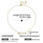 White Diamond Paperclip Necklace Collarbone Chain Non-Fading Stainless Steel Jewelry