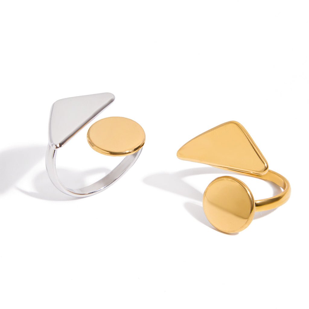 2H Geometric Ring Non-Fading Jewelry Stainless Steel Ring for Women