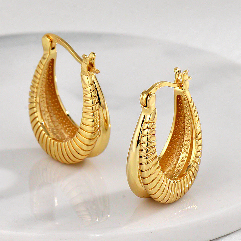 E0701 Minimalist Fashion Creative Asymmetric Earrings for Women Geometric Smooth Hollow Cool Ear Clips