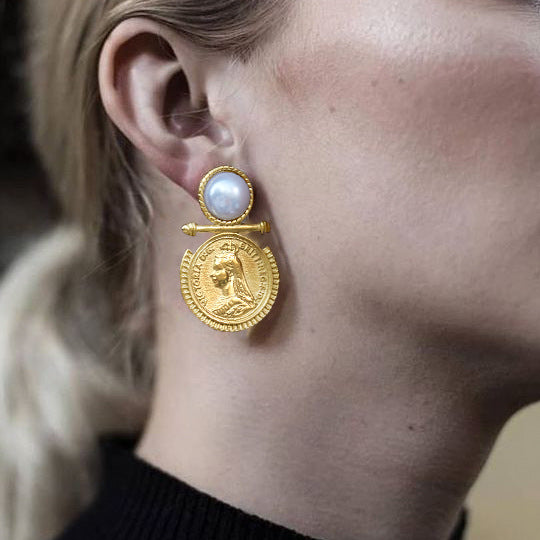 2H Coin Earrings Stainless Steel Jewelry for Women Non-Fading earrings