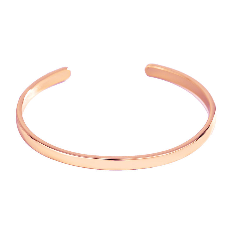 B0014 New Simple Fashion Real Gold Plated gold Bracelet Arc Smooth Open Bangle for Women