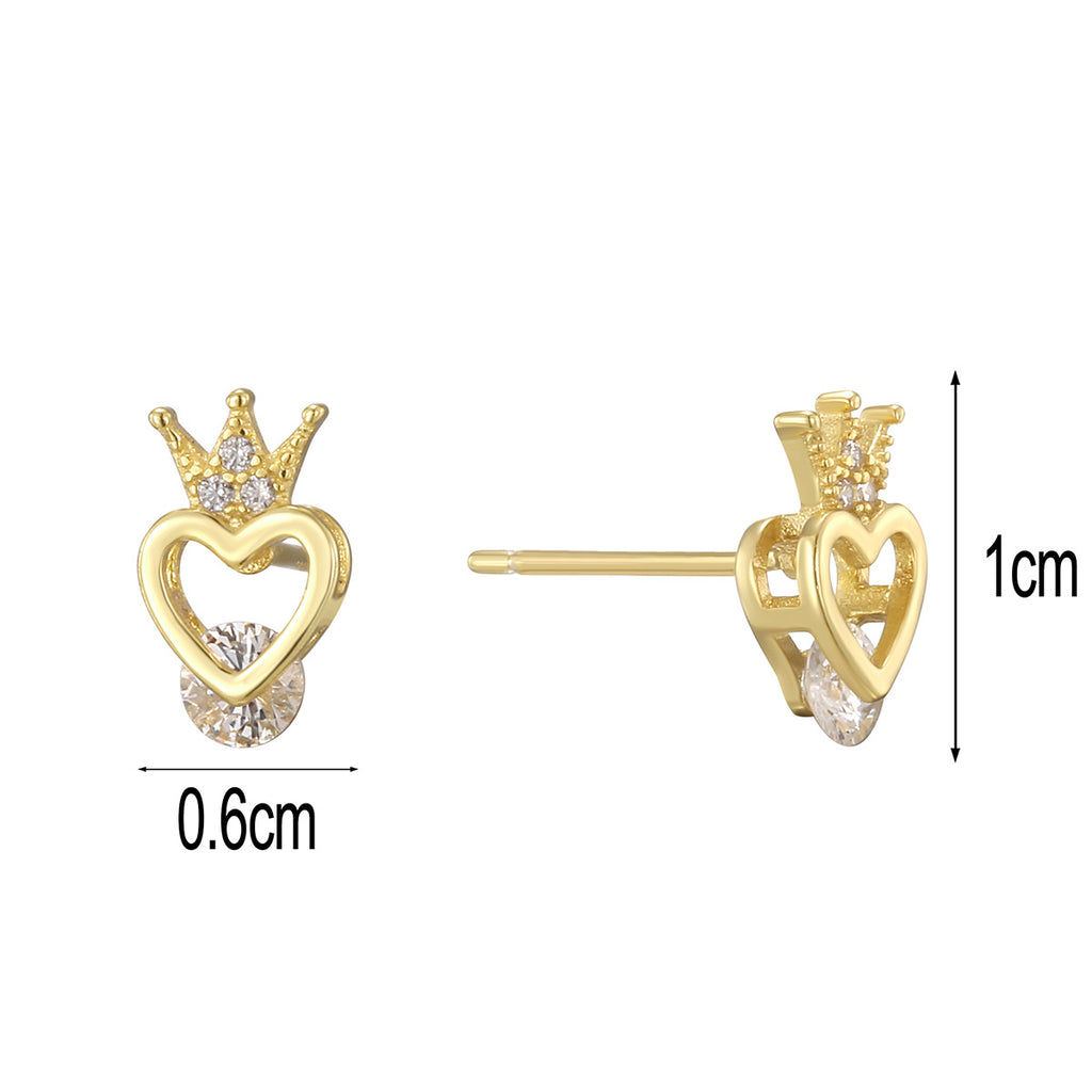 SE0271 Crown Heart Earrings for Women925Sterling Silver Ear Piercing Earrings Design Sense Ear Jewelry