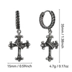 E0738 Hip-Hop Punk Style Trendy Earrings for Women Vintage Distressed Antique silver Crown Cross Earrings