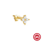 S925Sterling Silver Horse Eye Inlaid Diamond Crown Double-Sided Wearable Soft Bone Threaded Piercing Ear Bone Stud New Earrings for Women