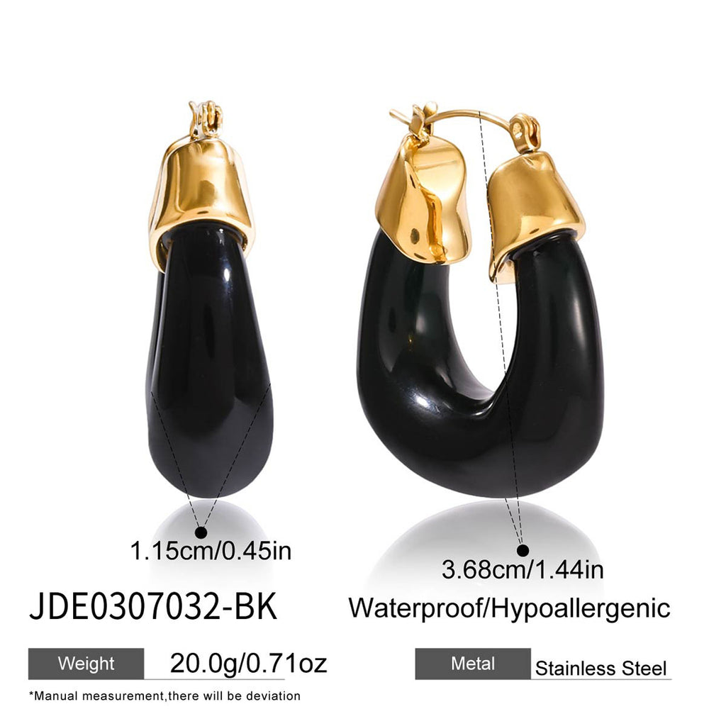 Autumn and Winter Resin Chubby Stainless Steel Earrings Hoop Jewelry for Women