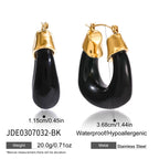 Autumn and Winter Resin Chubby Stainless Steel Earrings Hoop Jewelry for Women