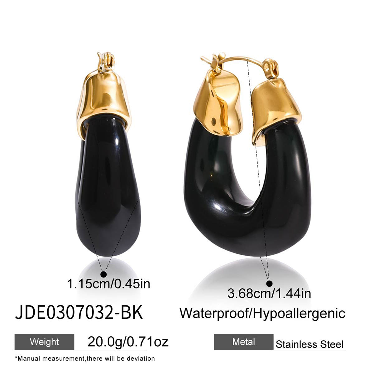 Autumn and Winter Resin Chubby Stainless Steel Earrings Hoop Jewelry for Women