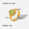 18K Gold-Plated Brass Oval Adjustable Ring featuring stone and a gold-tone finish — jewelry finish and design detail