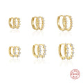 925 Sterling Silver Round Micro Pave Zircon Ear Cuff Earrings — product image 01