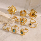 Stainless Steel Turquoise Open Ring Rings