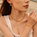 2025Summer Stainless Steel Shell Necklace Starfish Beach Collarbone Chain Jewelry Choker