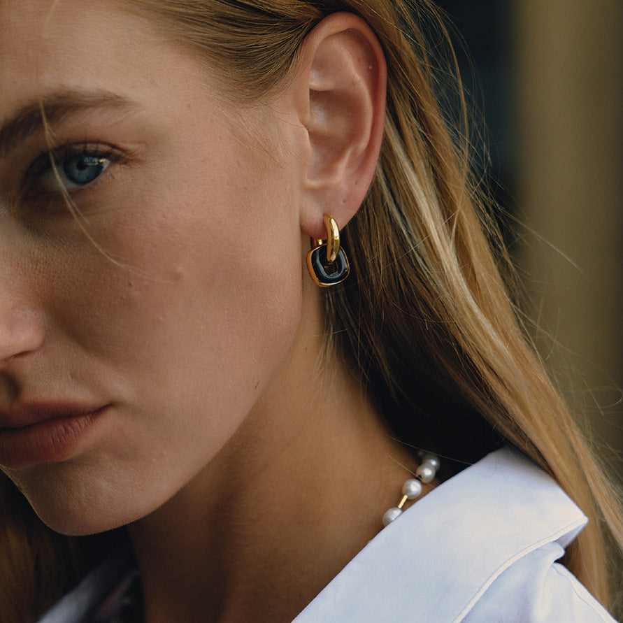 Oil Drop Earrings Ear Clips Non-Fading Ear Jewelry Stainless Steel Accessories Women's Hoop Earrings