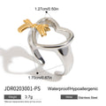 Cubic Zirconia Stainless Steel Ring in Gold-Plated — Clean-Lined Style — finish and profile — jewelry finish and design detail