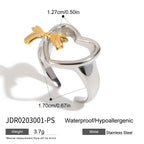 2H Stainless Steel Rhinestone Ring Non-Fading Jewelry Accessories for Women ring