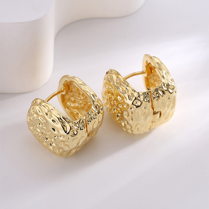 E0623 Exaggerated Design Earrings for Women Irregular Concave Surface Minimalist Retro Ear Accessories