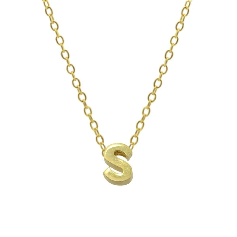 Sterling Silver 26 Letter Pendant Necklace Polished Collarbone Chain