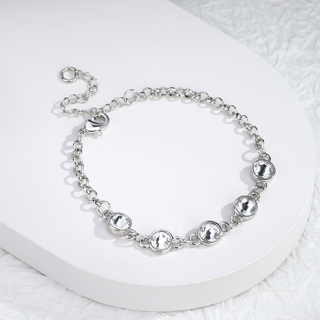 Elegant Silver Plated Zircon Bracelet For Women Minimalist Style
