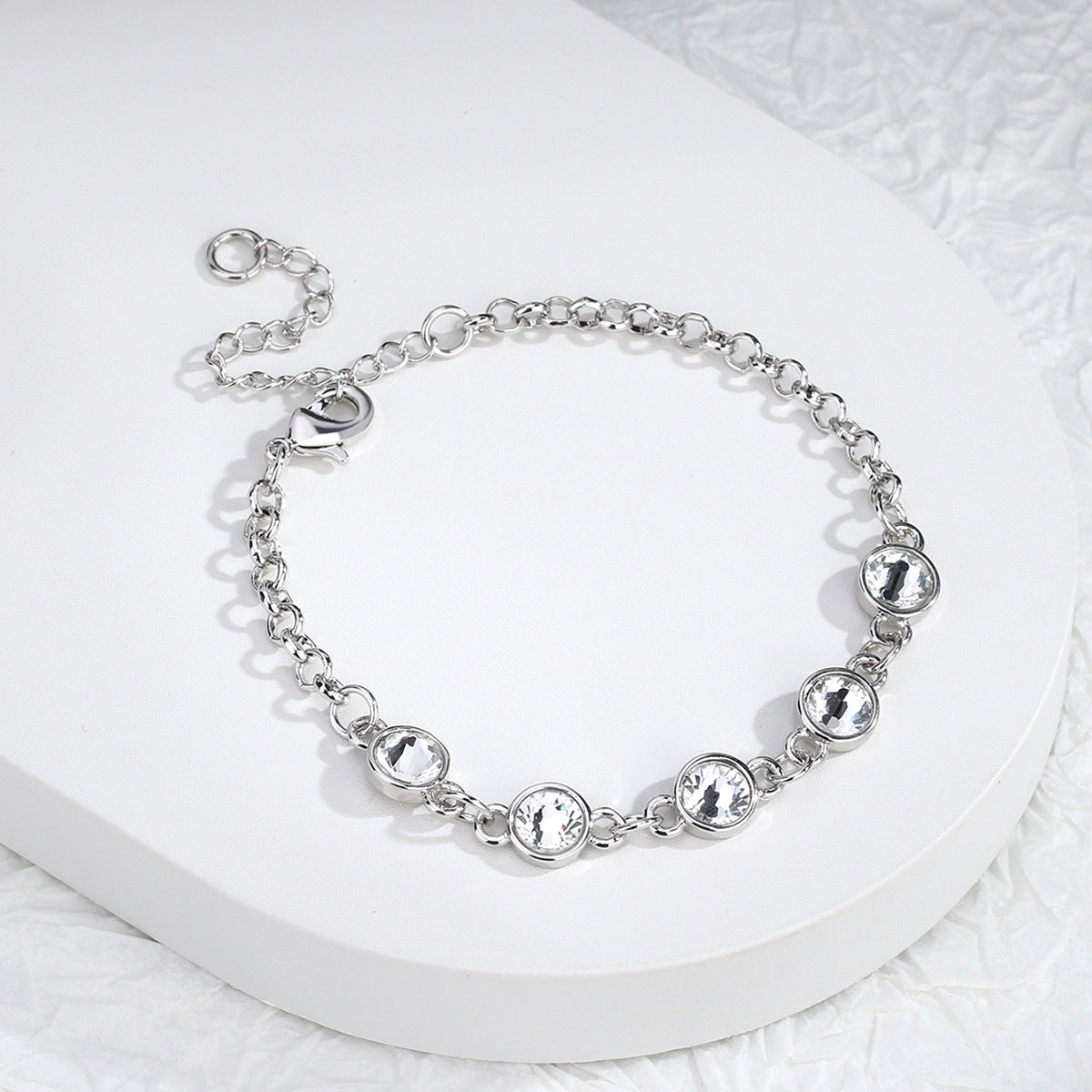 Elegant Silver Plated Zircon Bracelet For Women Minimalist Style