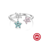 S925Pure Silver Japanese Style High-End Diamond-Studded Ring Japanese and Korean Design Sense Diamond Heart Petal Open Index Finger Ring