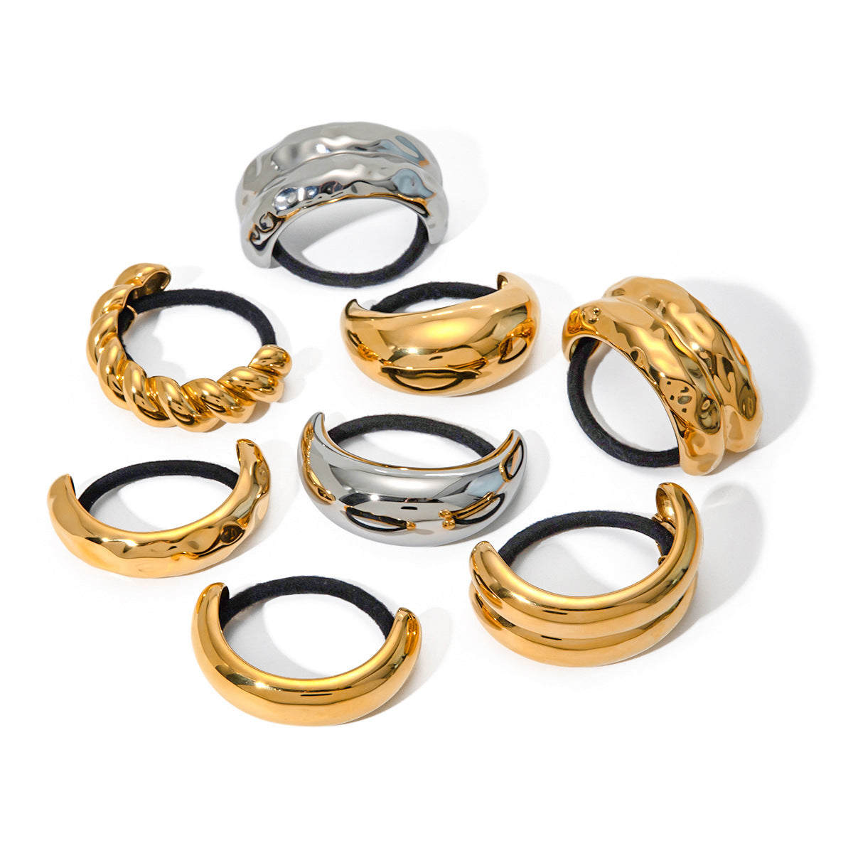 2H Stainless Steel Hair Tie Ponytail Hair Accessory Hair Band Elastic Hair Rope