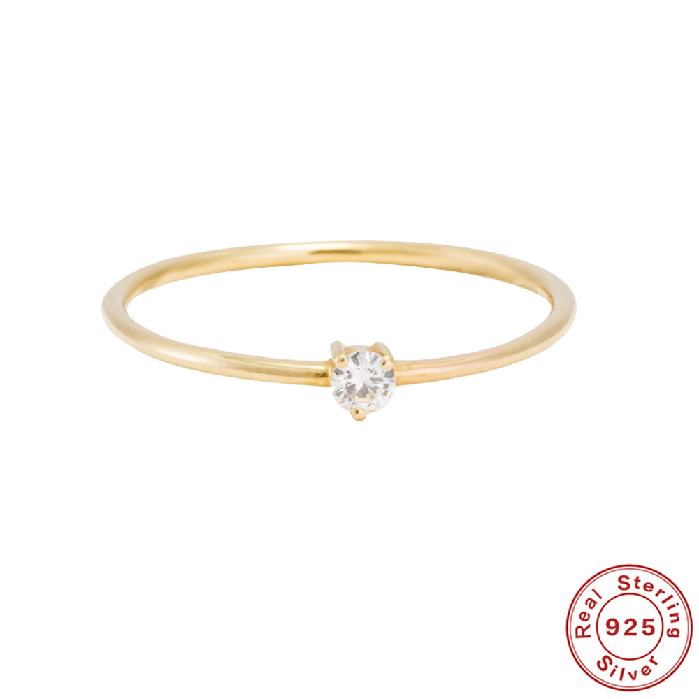 Authentic D Moissanite Diamond Ring0.1Classic Three-Prong S925Sterling Silver Plated18k Gold Proposal Ring for Women