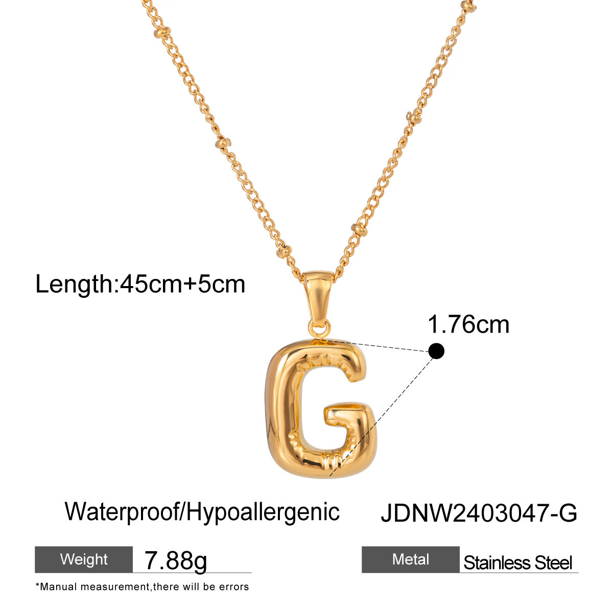 Stainless Steel Letter Necklace Pendant Necklace Jewelry Collarbone Chain