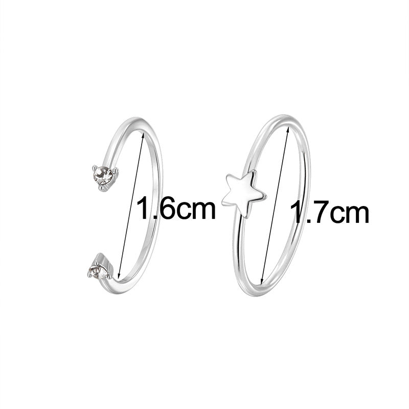 CYR0717-CYR0718 Little Star Open Double Zirconia Ring for Women Simple Design Trendy
