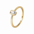 R0250 French Fashion Simple Square Zircon Ring for Women Fresh Versatile Design Ring