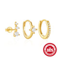 Classic 925 Sterling Silver Hoop Earring Set — pair presentation — alternate angle 2 — jewelry finish and design detail