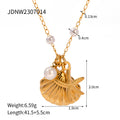 Seashell Pearl Stainless Steel Gold-Plated Necklace — material detail — jewelry finish and design detail