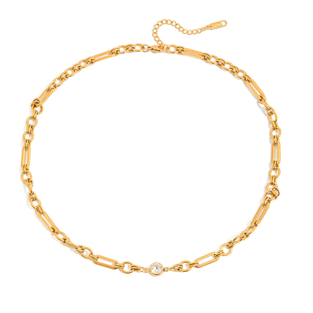 Zircon Necklace Collarbone Chain Stainless Steel Jewelry Non-Fading Necklace