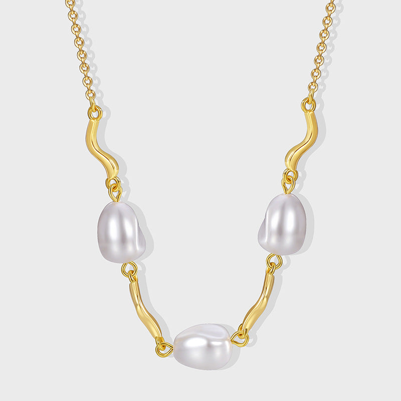 N0168 Fashion o Word Chain Necklace Female Brass Gold Plated Shell Bead Choker