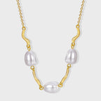 N0168 Fashion o Word Chain Necklace Female Brass Gold Plated Shell Bead Choker