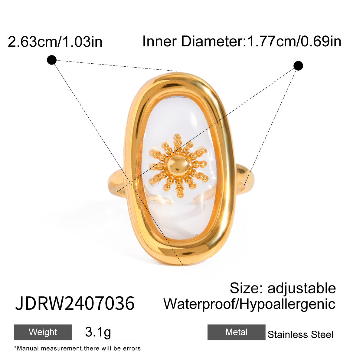 Zircon Ring Stainless Steel Jewelry Does Not Fade Rings