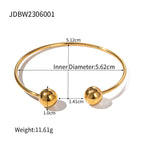 Stainless Steel Beaded Bracelet Open Bracelet18K gold Accessories