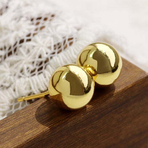 14K Gold-Plated Brass Beaded Round Earrings featuring round detailing
