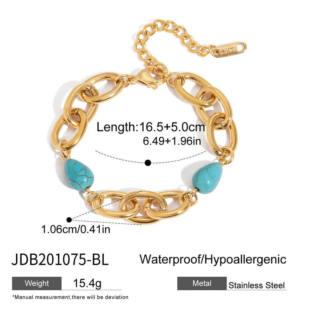 2H Bracelet Jewelry for Women, Non-Fading Stainless Steel Blue Turquoise Product