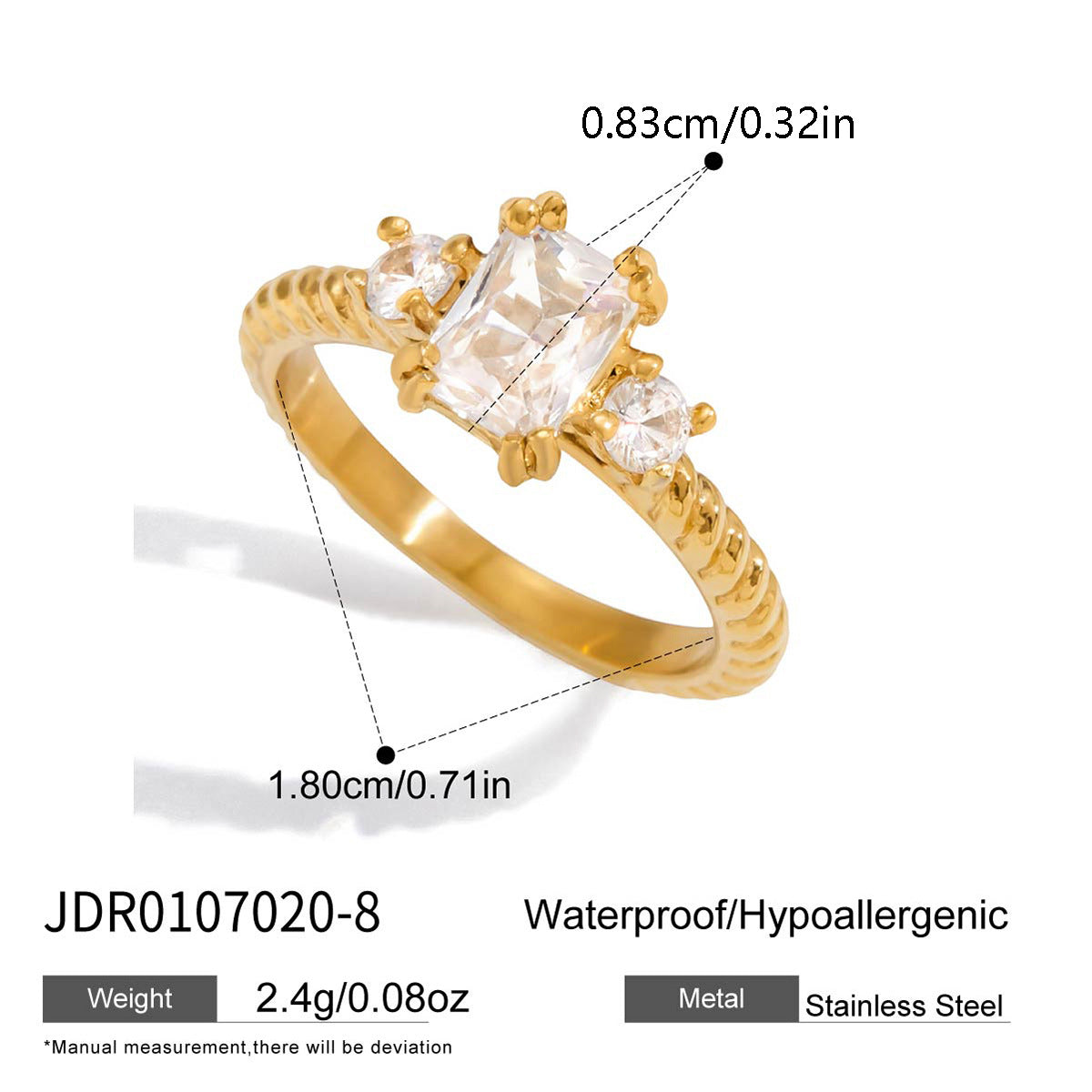 Zircon Ring Jewelry for Women, Non-Fading Stainless Steel Jewelry