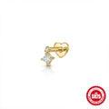 Octagonal Star and Heart Cubic Zirconia 925 Sterling Silver Cartilage Stud — fashion jewelry image 11 — jewelry finish and design detail
