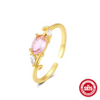 New S925Sterling Silver Bow Moon Colorful Diamond Open Ring Hot-Selling Opal Index Finger Ring