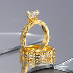 R0414 Simple Design Zircon Ring for Women, Brass Gold-Plated Micro-Inlaid White Zircon Fashion