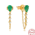 925 Sterling Silver Colorful Water Drop Zircon Earrings With Tassel Chain — collection product image 06