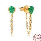 S925Sterling Silver Colorful Water Drop Zircon Earrings Hot Selling Tassel Diamond Chain Earrings Earrings Stud Earrings