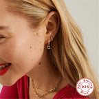 S925Sterling Silver Wave Oil Drop Imitation Enamel Hoop Earrings Hot-Selling Creative Ear Jewelry