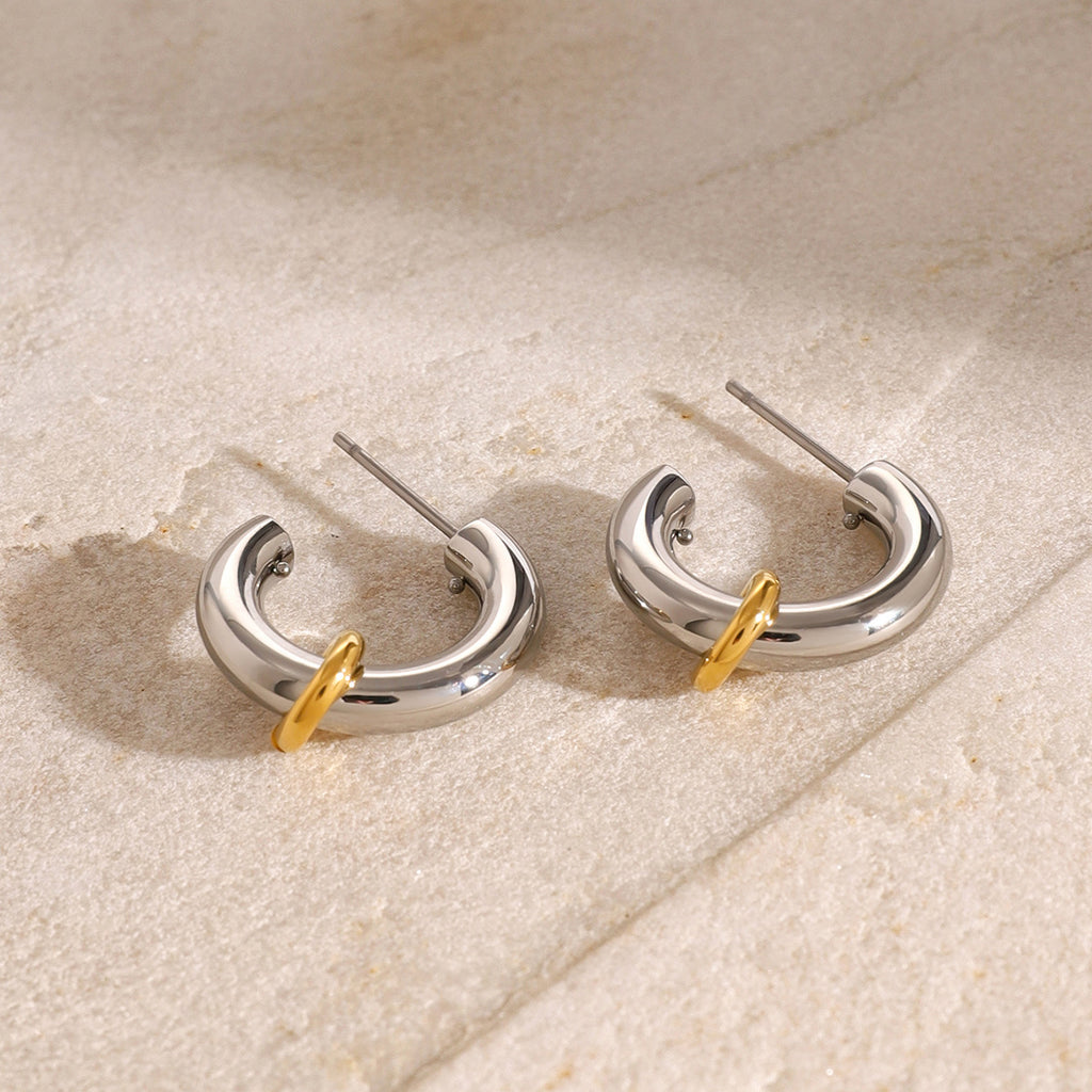 Stainless Steel Earrings Jewelry18k Gold Plated Non-Fading Double c Women's Ear Studs