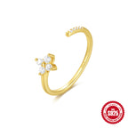 S925Sterling Silver Curved Petal Single Row Diamond Luxury Stacked Open Ring Hot Selling Index Finger Ring